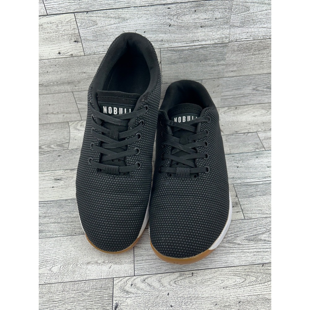 Nobull Trainer Black Granite SuperFabric Women 8 Men 6.5 Gum Sole Training Shoes